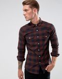 Tall Skinny Western Buffalo Check Shirt in Red