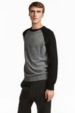 Men Raglan Shoulder Casual Sweater with Melange Color