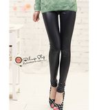 Korean Fashion Thin Sexy Stitching Leather Pants