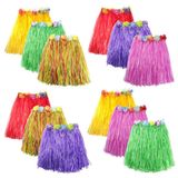 Hawaiian Hula Grass Skirt with Hawaii Flower Leis Costume Set Elastic Luau Grass Wreath Party Favors Skirt Decoration