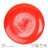 10.5inch Red Color with Heart Design Dinner Plate