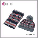 Winter Hot Sale Fashion Children Acrylic Jacquard Scarf and Hat Suit