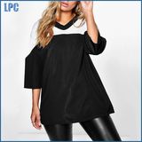 Womens Color Block Baseball Tee of Oversized
