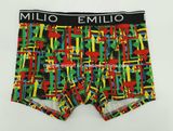 Various Color Reactive Print Cotton Men's Boxer Brief Underwear