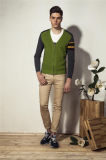 V-Neck Assorted Colors Knit Men Cardigan with Zip