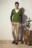 V-Neck Assorted Colors Knit Men Cardigan with Zip