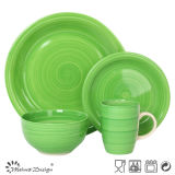 Green Color Hand Painting 16PCS Dinner Set