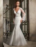 Sexy Long Sleeve Mermaid Bridal Gown Lace Wedding Dresses