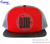 Leathe Brim Printing Logo Mesh Hat