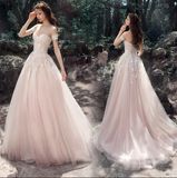 Lace Formal Bridal Gown Blush Tulle Wedding Dress 2018 A134