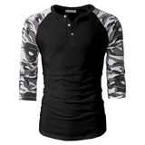 Men's Leisure Slim Fit Raglan Baseball Three-Quarter Sleeve T-Shirt