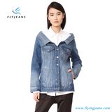 Fashion Women Clothes Jeans Denim Jackets with Wide Shoulder-Baring Neckline