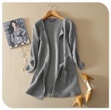 2017 New Design Pure Cashmere Shawl Knitting Cardigan Coat with Round Bottom and Pockets for Women