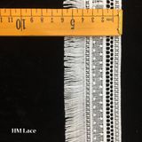 6cm Venise Cotton Lace Trims Eyelet Fabric for Garment Accessory White Craft Supply with Pearl Drops and Tassels Hmhb1130