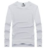 Cheap Pure White Long Sleeve Round Neck T-Shirt