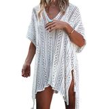 Fashion Women White Crochet Knitted Tassel Tie Kimono Beachwear