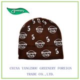 2017 Brown with White Printing Knit Hat