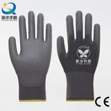 Black Polyester Liner with Black PU Coated Safety Gloves