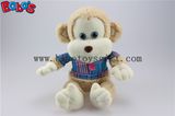 En71 Approved Cuddly Plush Baby Monkey Toy with Blue T-Shirt Bos1161