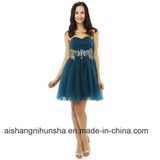 A-Line Sweetheart Short Mini Crystals Beaded Organza Cocktail Prom Dress