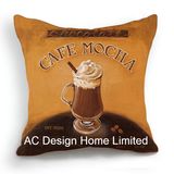 Square Coffee Mocha Design Decor Fabric Cushion W/Filling