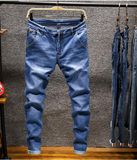 Whole Sale Slim Fit Stone Wash High Waist Men's Color Pants Denim Jeans