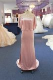 Pink Sequin Satin Sheath Evening Dress