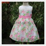 High Quality Beading Lace Flower Pattern Cotton Girls Dress for Children Clothing