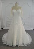 Empire Sweep Train Embroidary Princess Bridal Gown Tulle Wedding Dress