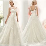 Luxury A Line Bateau Sweetheart Neckline Lace Wedding Dress