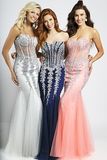 Crystals Prom Gown Sweetheart Illusion Party Evening Dress E15629