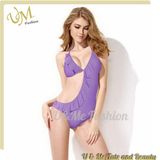 Lace up Splicing Halter Stock Swimsuit Swimwear Bikini for Women