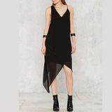 Fashion Women Chiffon V-Neck Irregular Slip Dress