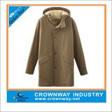 Mens Winter Khaki Buttoned&Zippered Parka Jackets with a Hood