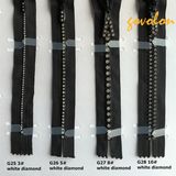 Black Crystal Diamond Zipper for All Sizes