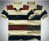 Men Polo Fashion Stripe Short Sleeve Sport Golf T-Shirt