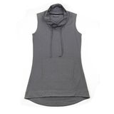 Sheep Run Women's Casual Merino Wool Knitted Sleeveless Cowl Neck Hoody Shirt Kangaroo Pocket Tunic Top