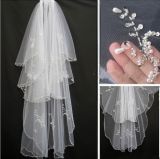 White/Ivory Beading Sequins Edge Soft Tulle Bridal Wedding Veils