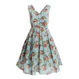 Manufacturer Supplier 50's Dancing Clothing V Collar Blue Dresses