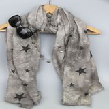 Grey Digital Printing Stars Scarf for Girls Fashion Accessory