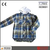 Fashion Mens Hooded Blue Plaid Winter Shirt