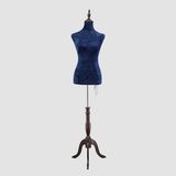 Velvet Wood Base Half-Body Soft Fabric Female Cloth Tailor Mannequin