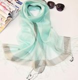 Summer Silk Scarf Gradient Color Long Lightweight Sunscreen Shawls for Women, 200*70cm