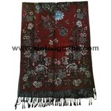 2018 Ladies Red Jacquard Flower Scarf