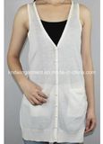 Women Knitted V Neck Sleeveless Fashion Sweater (11SS-004)