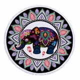 Elephant Design Round Microfiber Beach Shawl Beach Mat Beach Towel