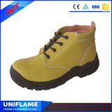 Woman Light Weight Yellow Leather Safety Shoes