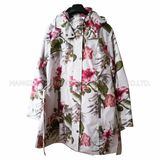 White Basement Flower PVC Raincoat for Adult