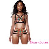 African Print Inspired Two Piece Bathing Suit Bikini Swimwear