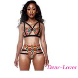 African Print Inspired Two Piece Bathing Suit Bikini Swimwear